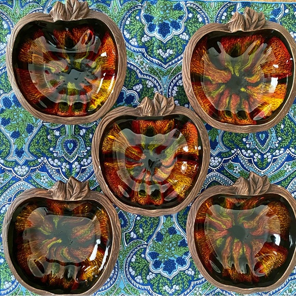 Vintage Mid-Century California Pottery Sequoia Ware Apple Salad Bowls, Set of 5 - Picture 2 of 3